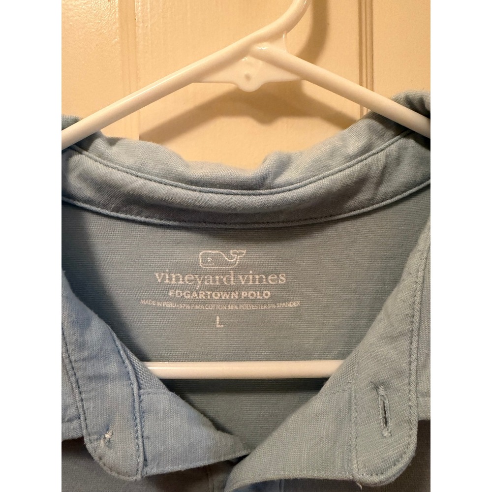 Vineyard Vines Mens Edgartown Polo Shirt Light Blue Pima Cotton Blend Large - Picture 2 of 4